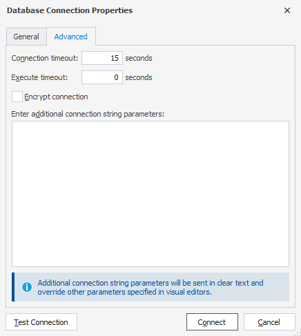 Configure additional connection properties