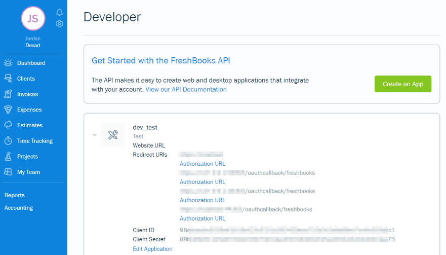 App, created in FreshBooks
