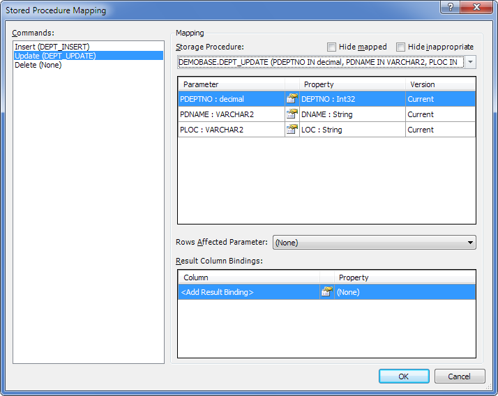 Stored Procedure Mapping - Update