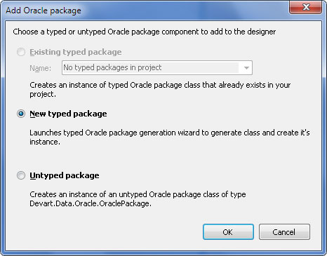 Add Oracle package dialog box