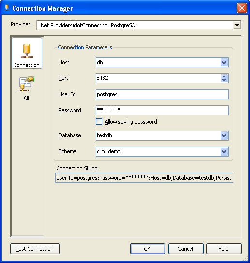 Connection Manager dialog box