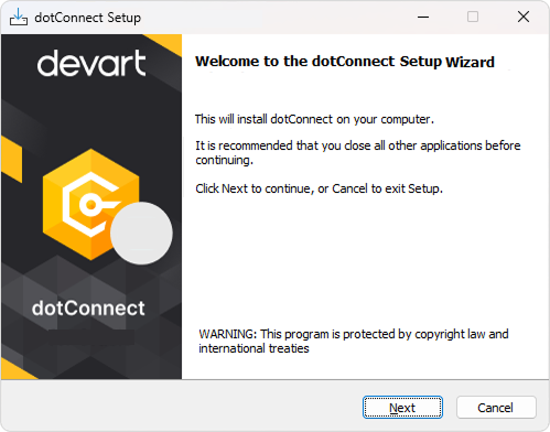 Installation via wizard - welcome