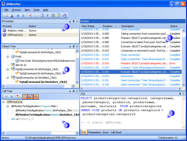dbMonitor screenshot