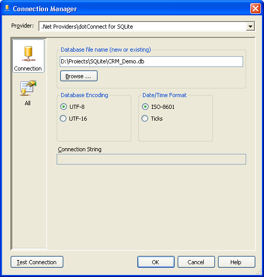 Connection Manager dialog box