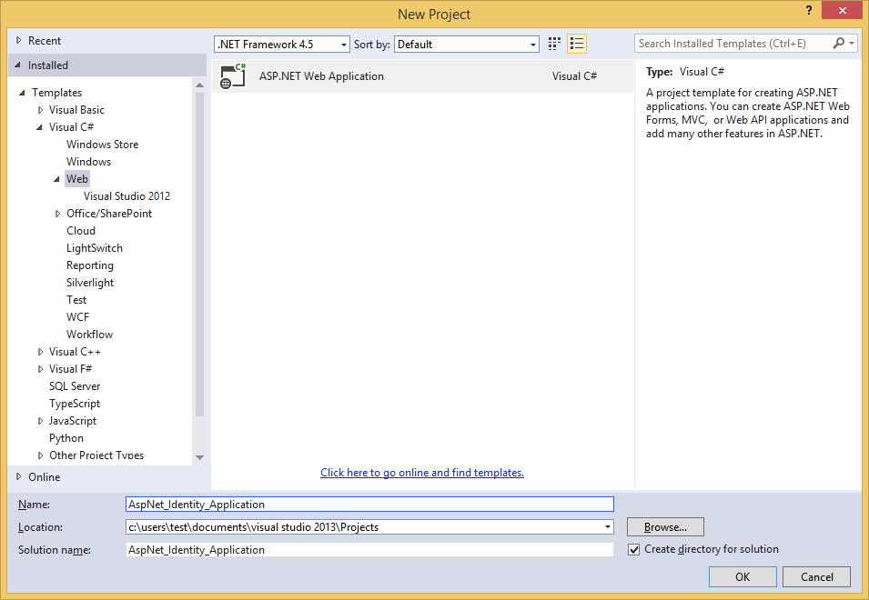 Add New Project dialog box