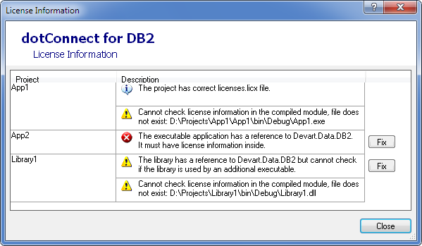 License Information dialog box