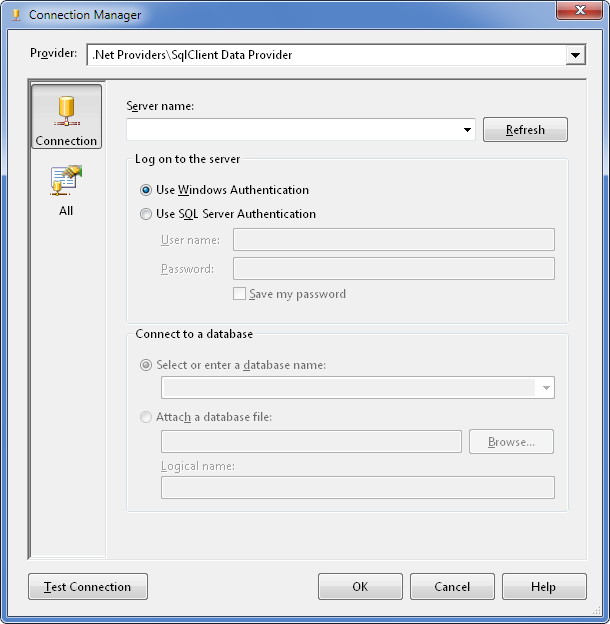 Configure ADO.NET Connection Manager dialog box