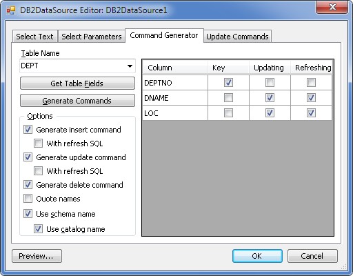 DB2DataSource editor