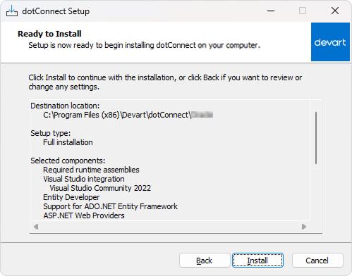 Installation via wizard - installation ready