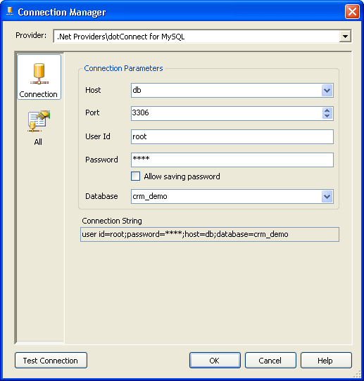 Connection Manager dialog box