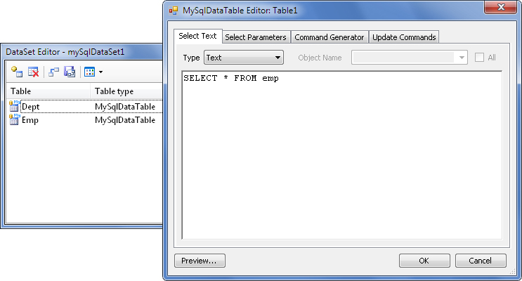 Setting up emp table