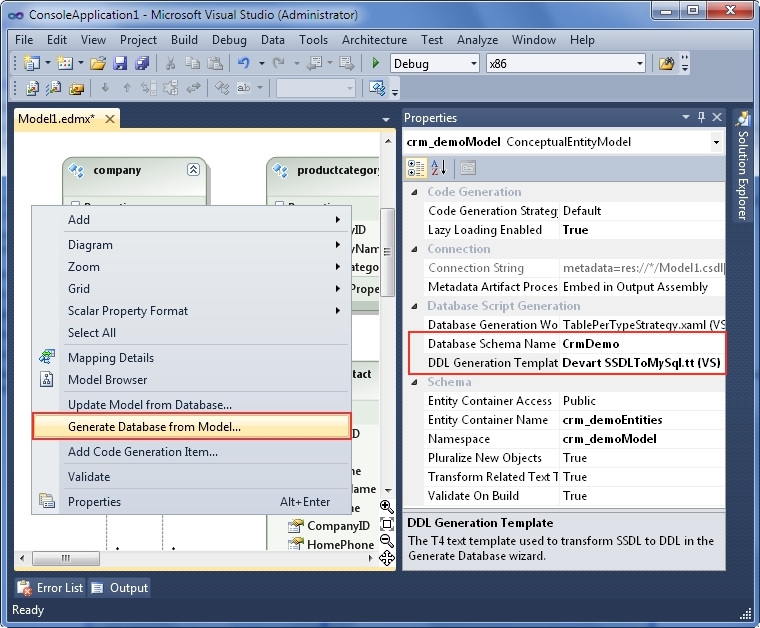 generating database from model