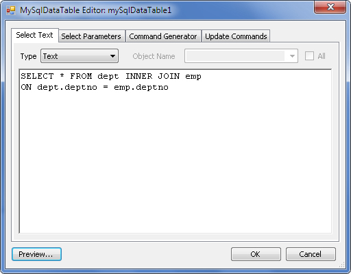 MySqlDataTableEditor - Select Text
