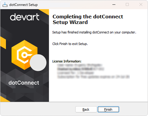 Installation via wizard - completing setup