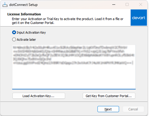 Installation via wizard - license information