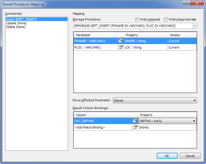 Stored Procedure Mapping - Insert