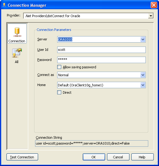 Connection Manager dialog box