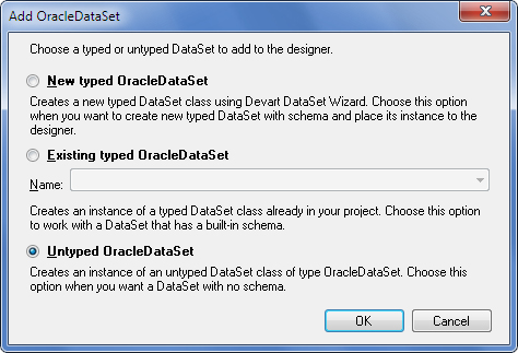 Add OracleDataSet dialog box