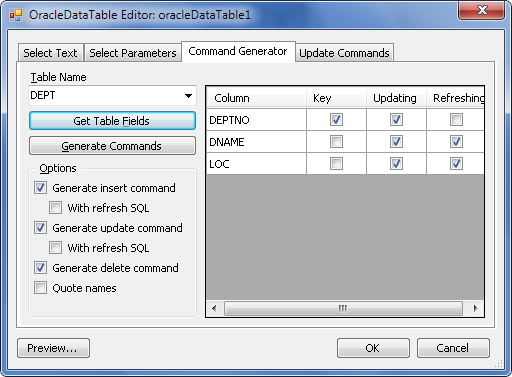 OracleDataTableEditor - Command Generator