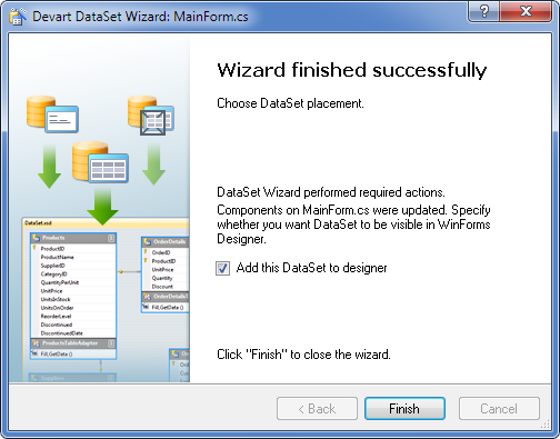 Devart DataSet Wizard - Wizard finished successfully
