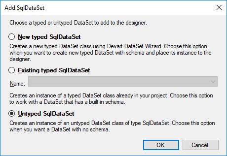 Add SqlDataSet dialog box