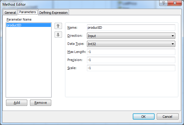 Method Editor - Parameters tab