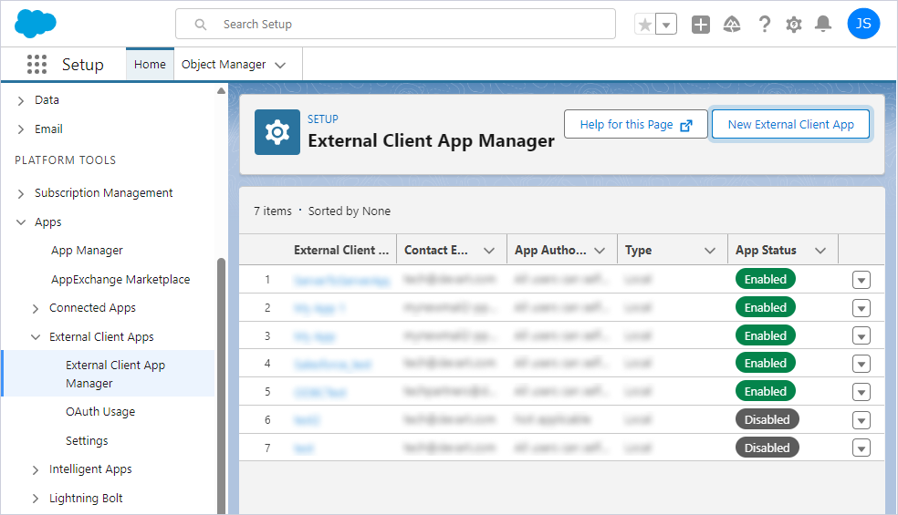 Click New External Client App