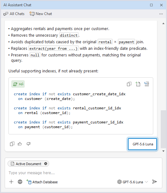 Displaying a model for the chat