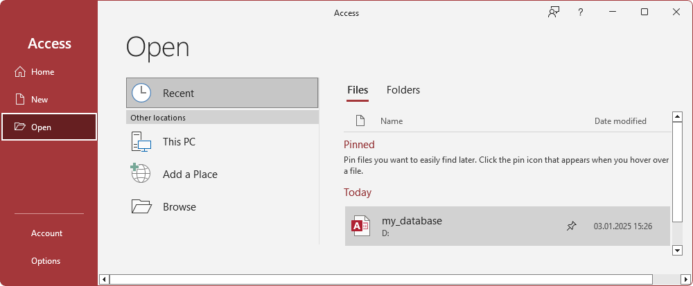Open your Microsoft Access database