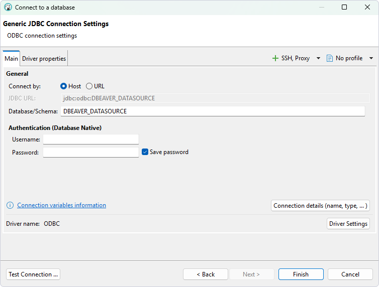 Specify the name for your database