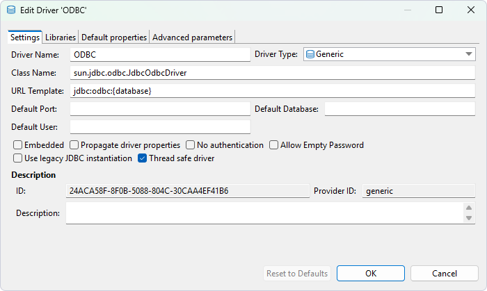 Make configuration settings for a new driver