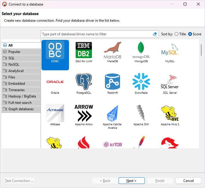 Select your database