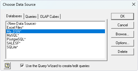 Choose the data source
