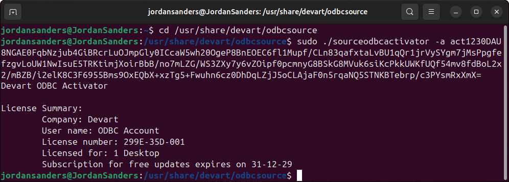 Activate the driver on Linux