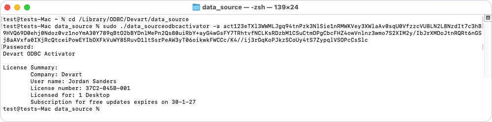 Activate the driver on macOS