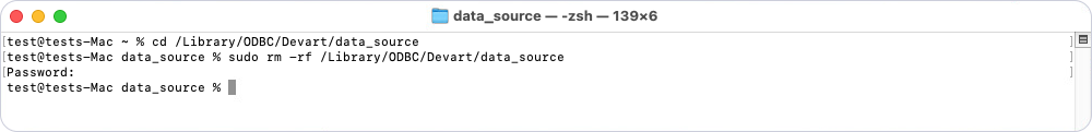 Uninstall ODBC driver on macOS