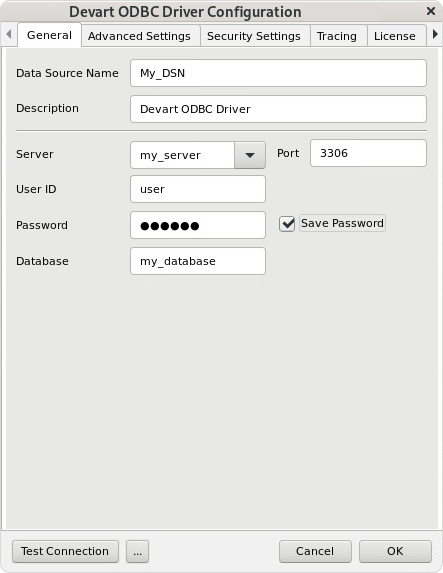 Create a DSN on Linux: connection parameters