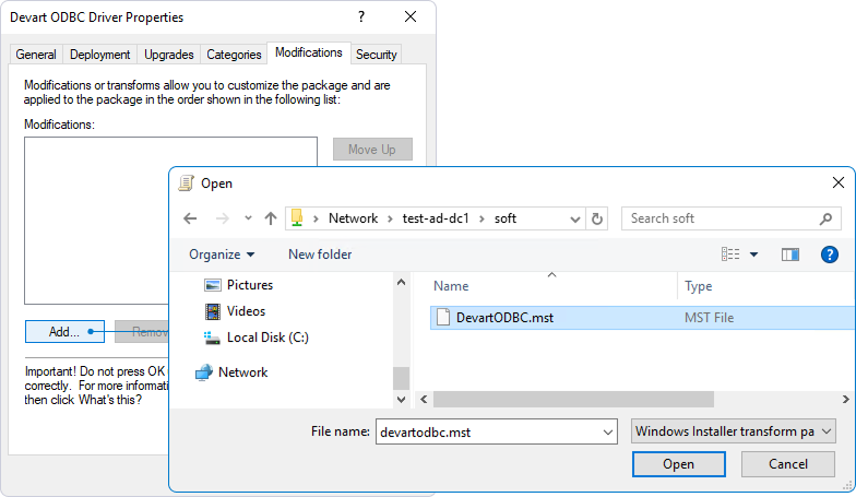 Select deployment via MST file