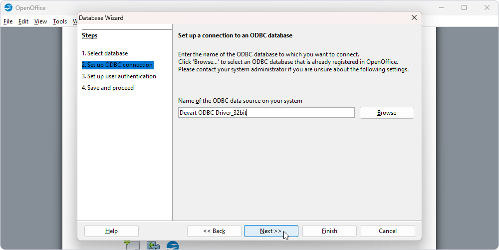 Type the database name