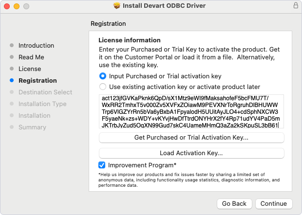 ODBC Driver activation