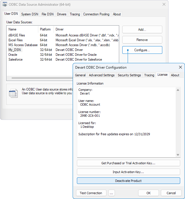 Deactivate the driver on Windows