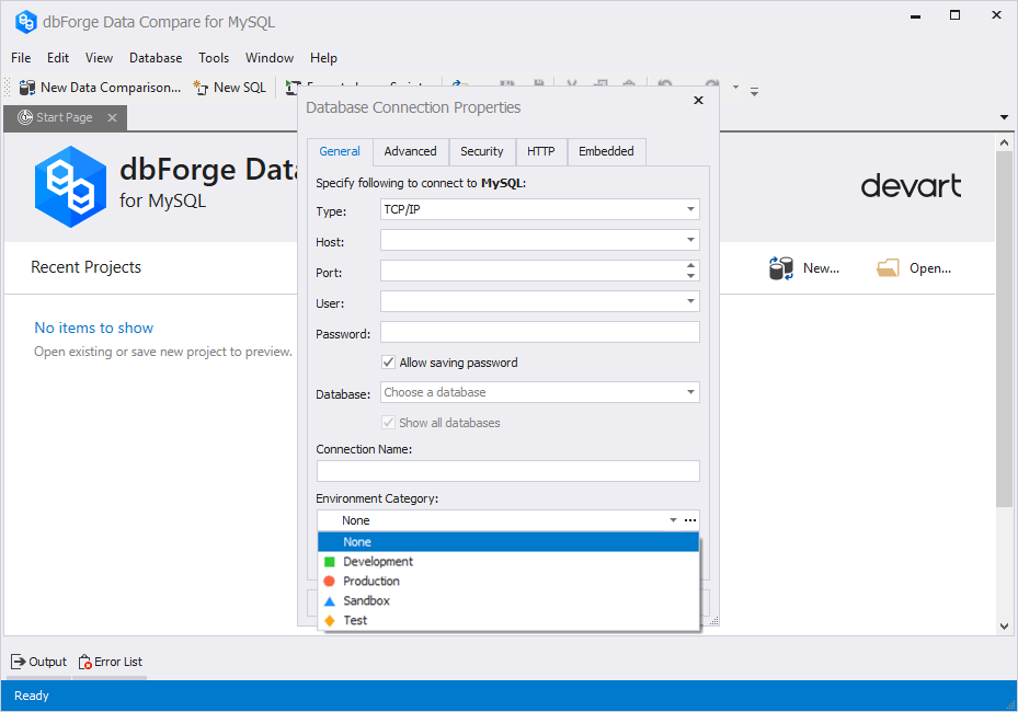 Assigning a category to a new connection