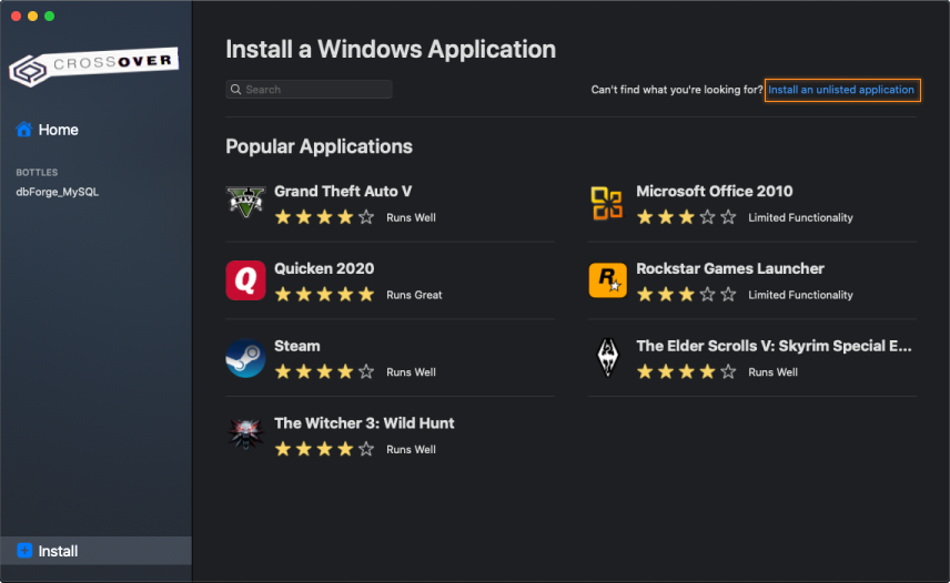 Install an unlisted application