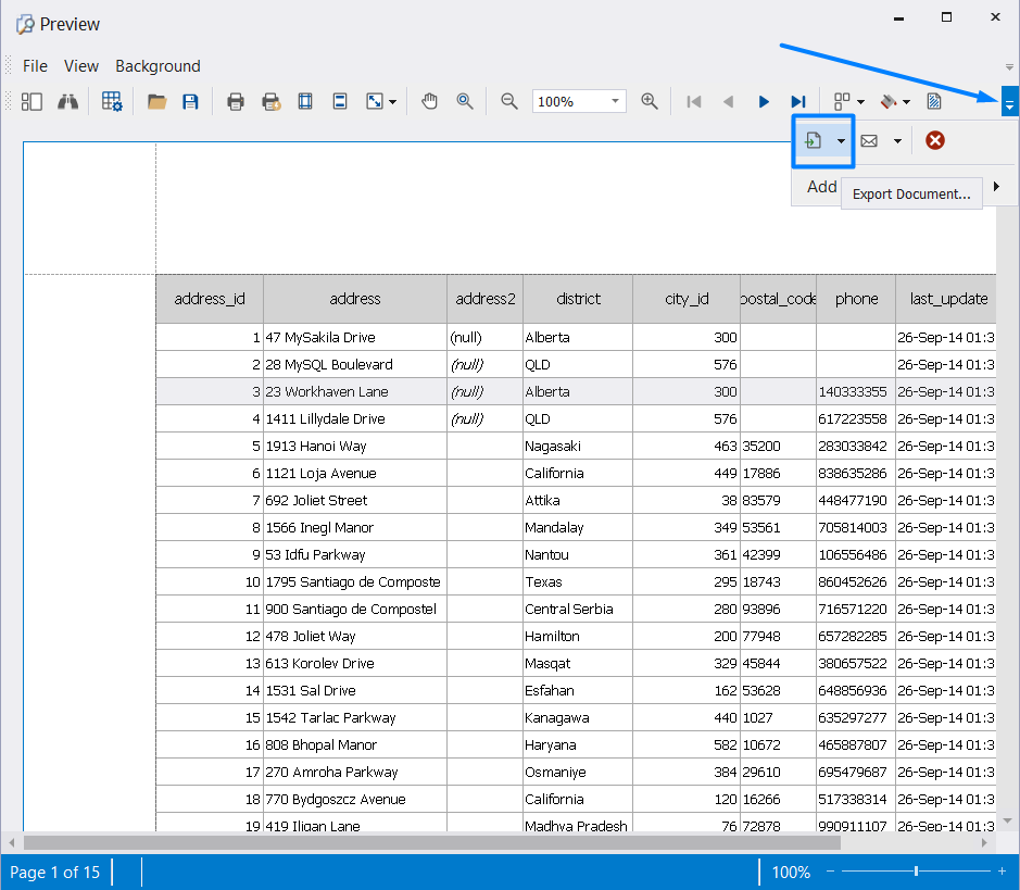 Export SQL Server report to the file format