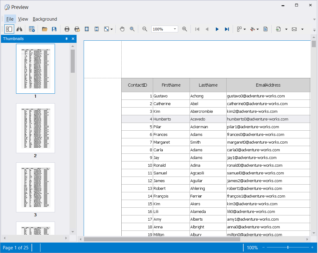 Open the results grid in the preview mode