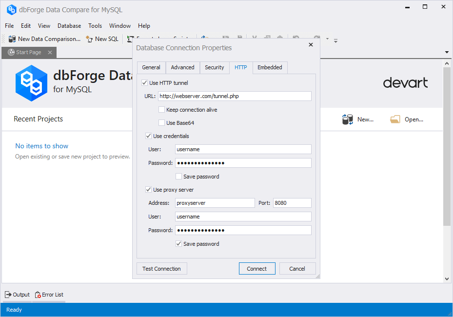 Proxy server settings