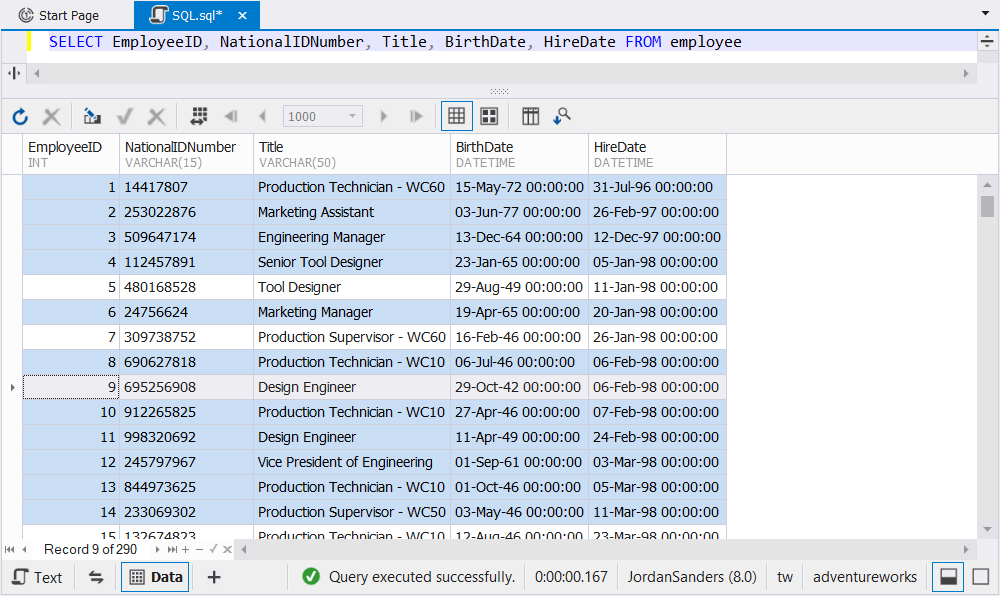 Selecting data