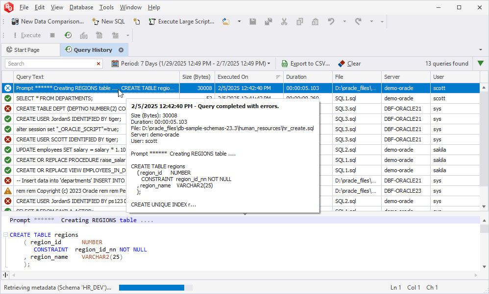 Query History