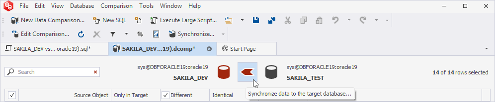 Synchronize data to the source database