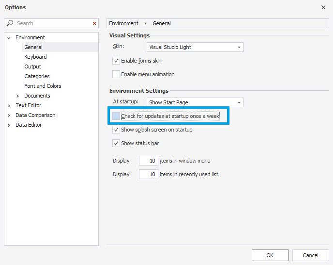Disable availability check